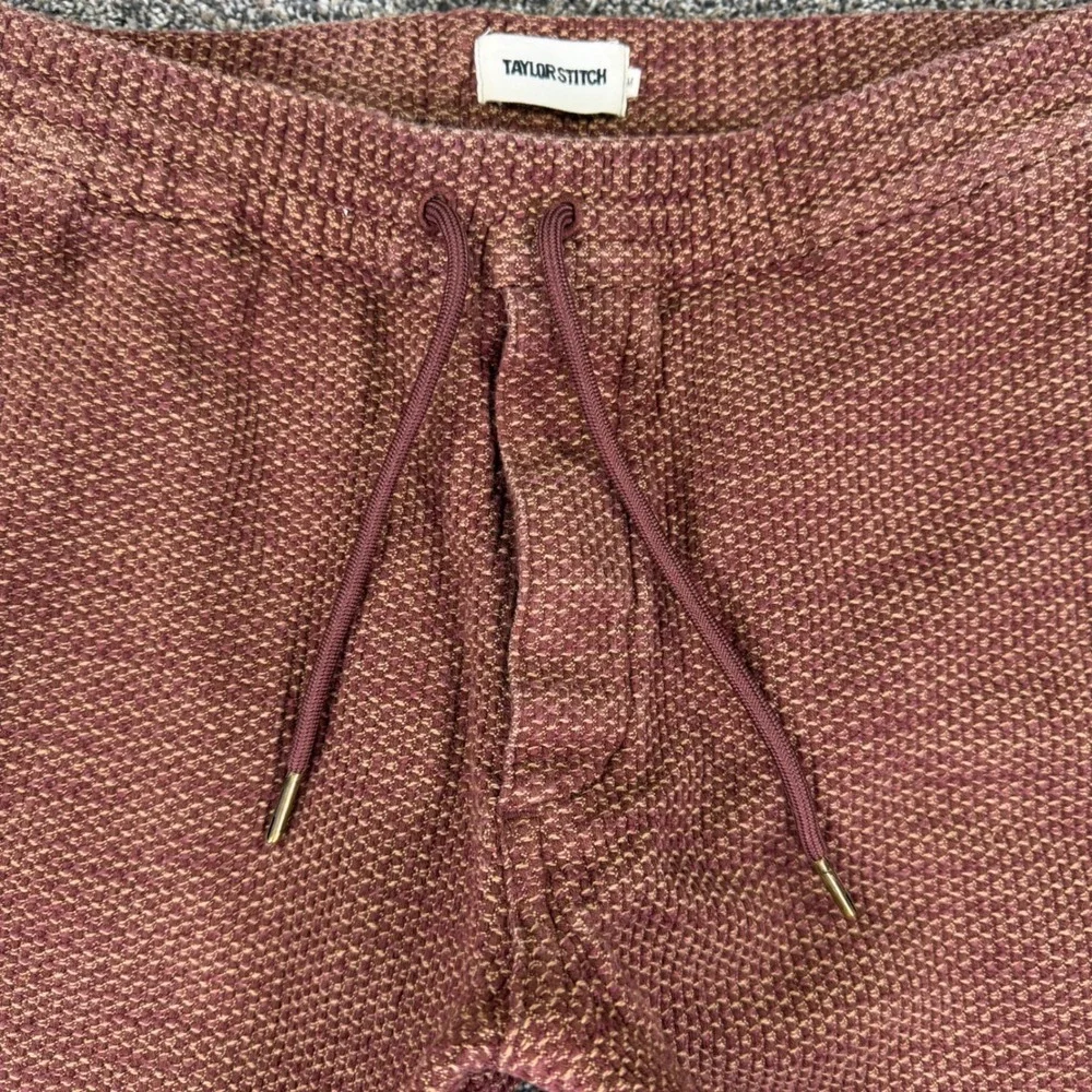 Taylor Stitch Apres Pant Men Medium Burgundy Rust Waffle Weave Drawstring Jogger